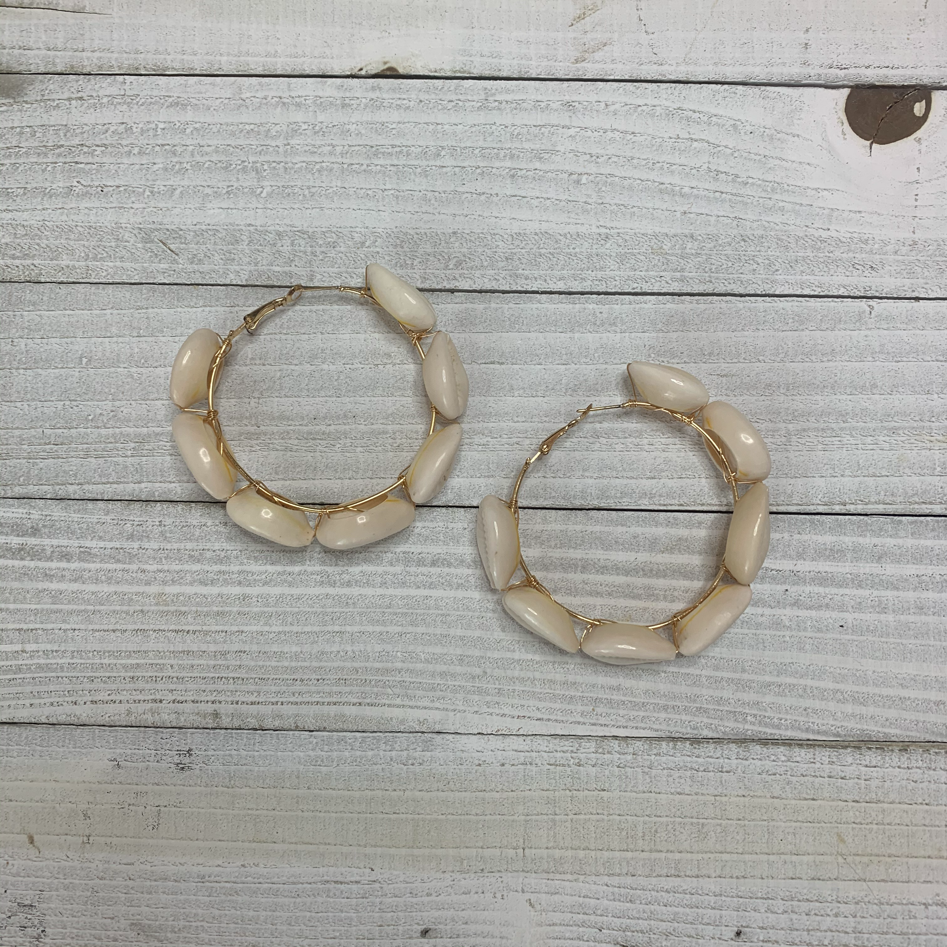 Golden Hoop Cowry Shells Earrings