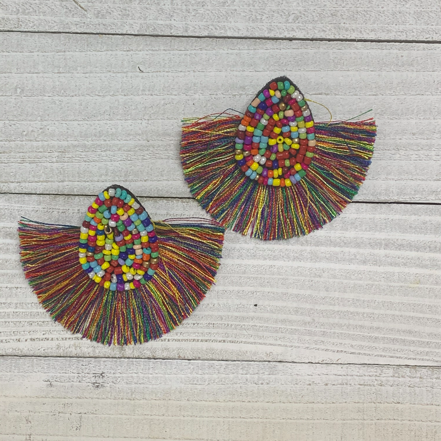 Cute Multicolor Beads and Tassel Fringe Earrings