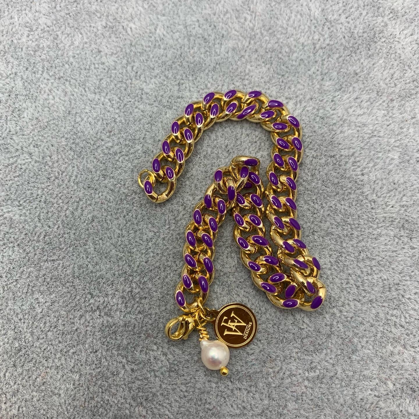 14k Gold Plated Brass Chain Embellished with Neon Enamel Bracelet 400-03 | Erika Williner Designs