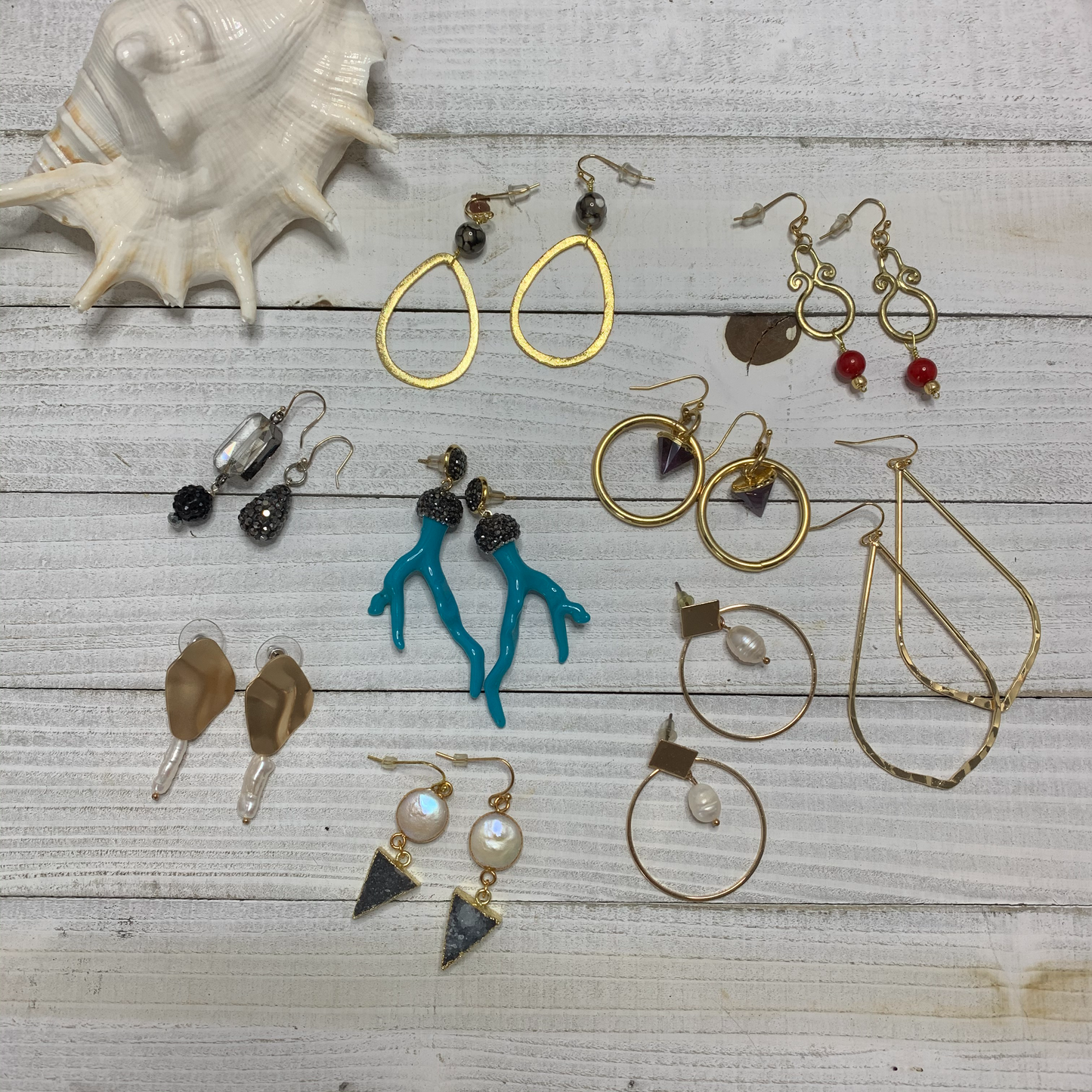 Acetate Coral Branch Earrings with Pave Embellished