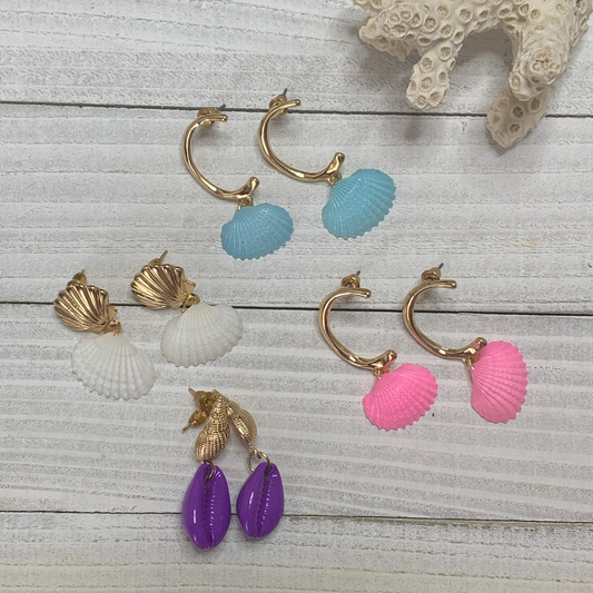 Gold Plated earrings with different style and real shells