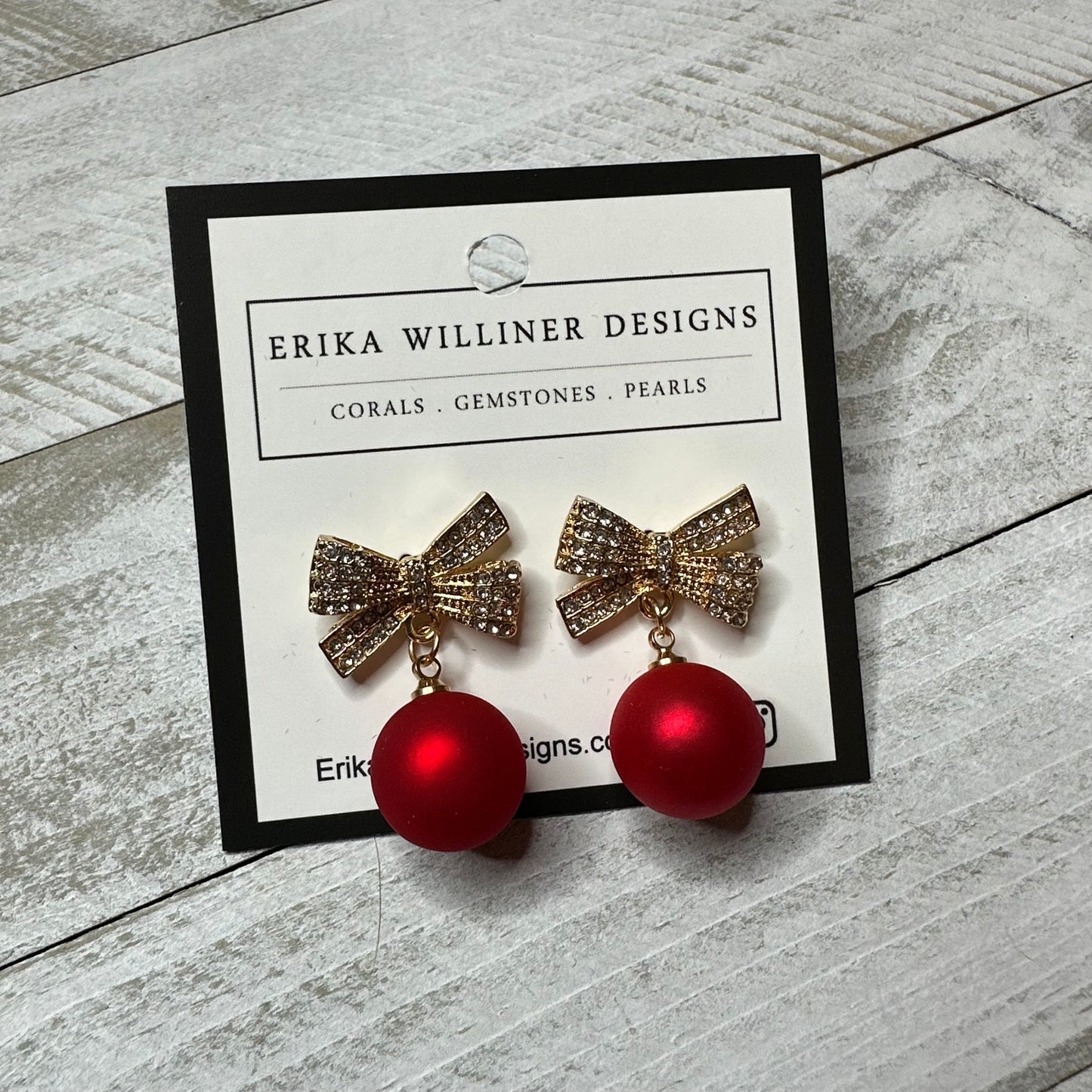 front view of ornament ball earrings