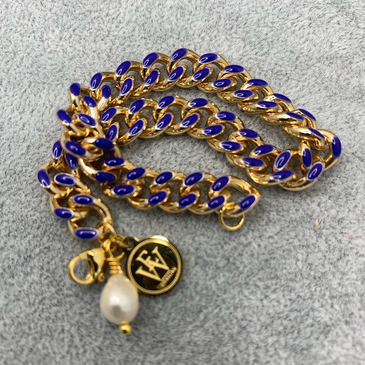 14k Gold Plated Brass Chain Embellished with Neon Enamel Bracelet 400-03 | Erika Williner Designs