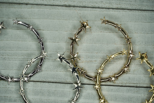 yellow and white gold variation of star earrings