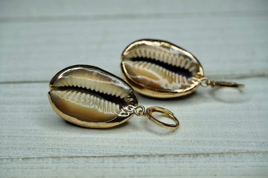 Unique Electroplated Puka Shell Earrings