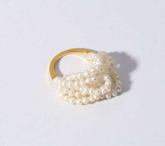 Cute Fresh Water Pearl Multi Strand Ring
