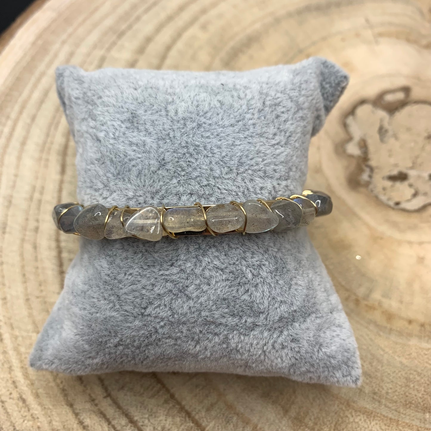 Wire wrapped Gemstones open Bangles 420-02 | Erika Williner Designs