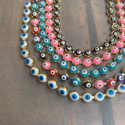 Gold Plated Multi Enamel Evil Eye necklace