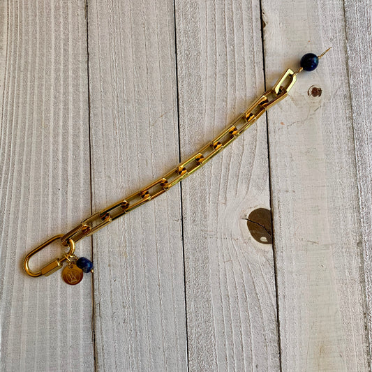 Gold Plated Chain Bracelet featuring Lapis Lazuli beads