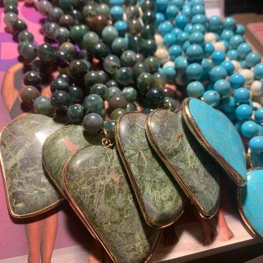 stone heart pendant necklace