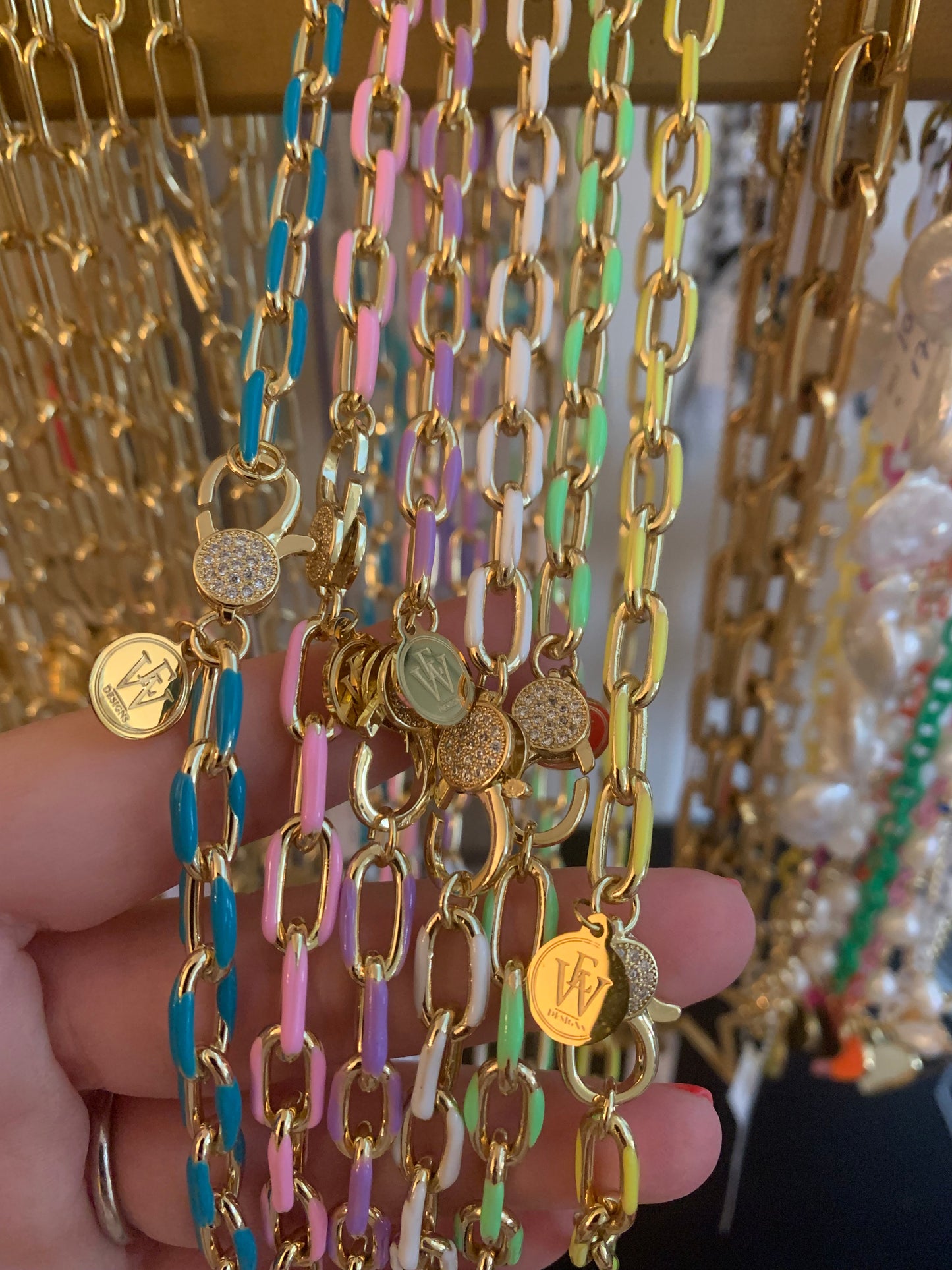 Enameled Chain Link Necklace Options