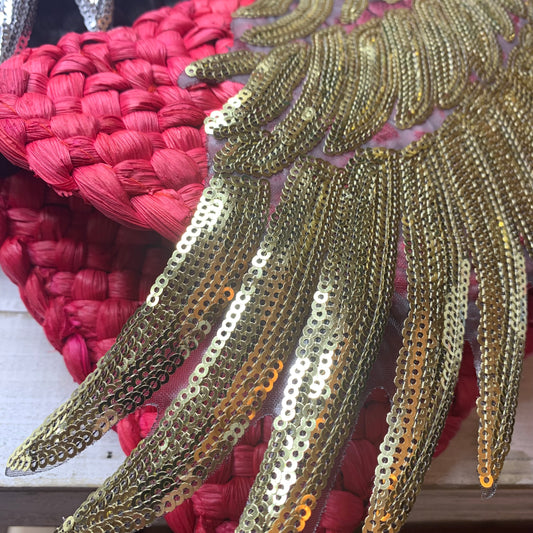 Straw Clutch with Sequins