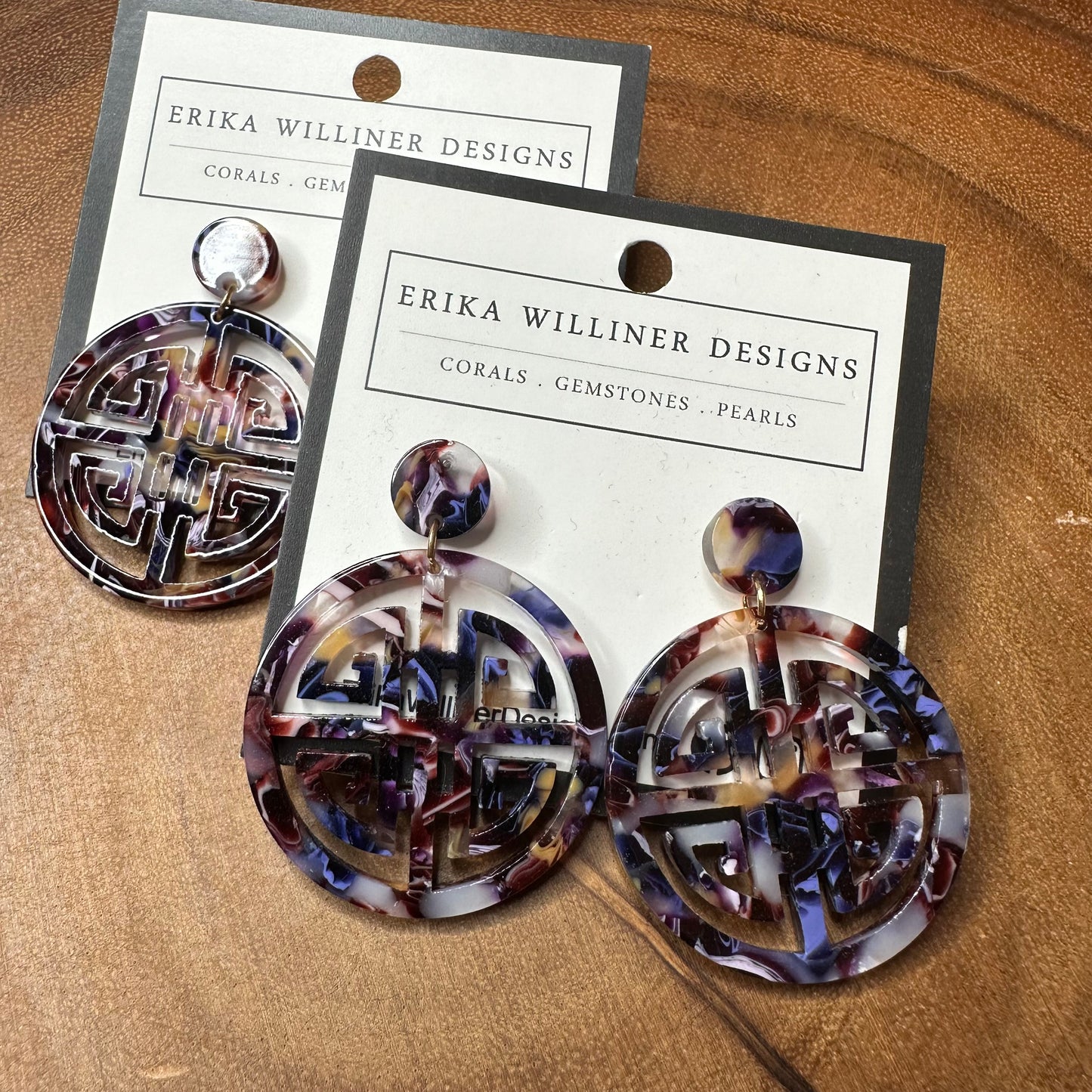 purple tones with acetate chinese inspired earrings