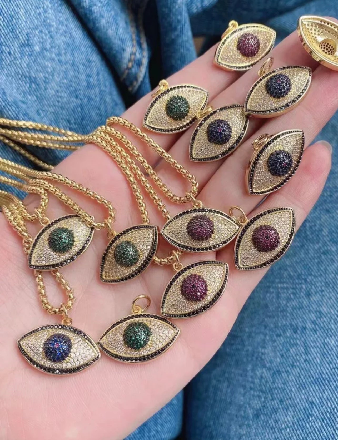 Necklace with a Evil Eye Pave Embellished