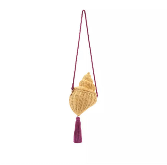 Rattan Purse with Cherry Strap