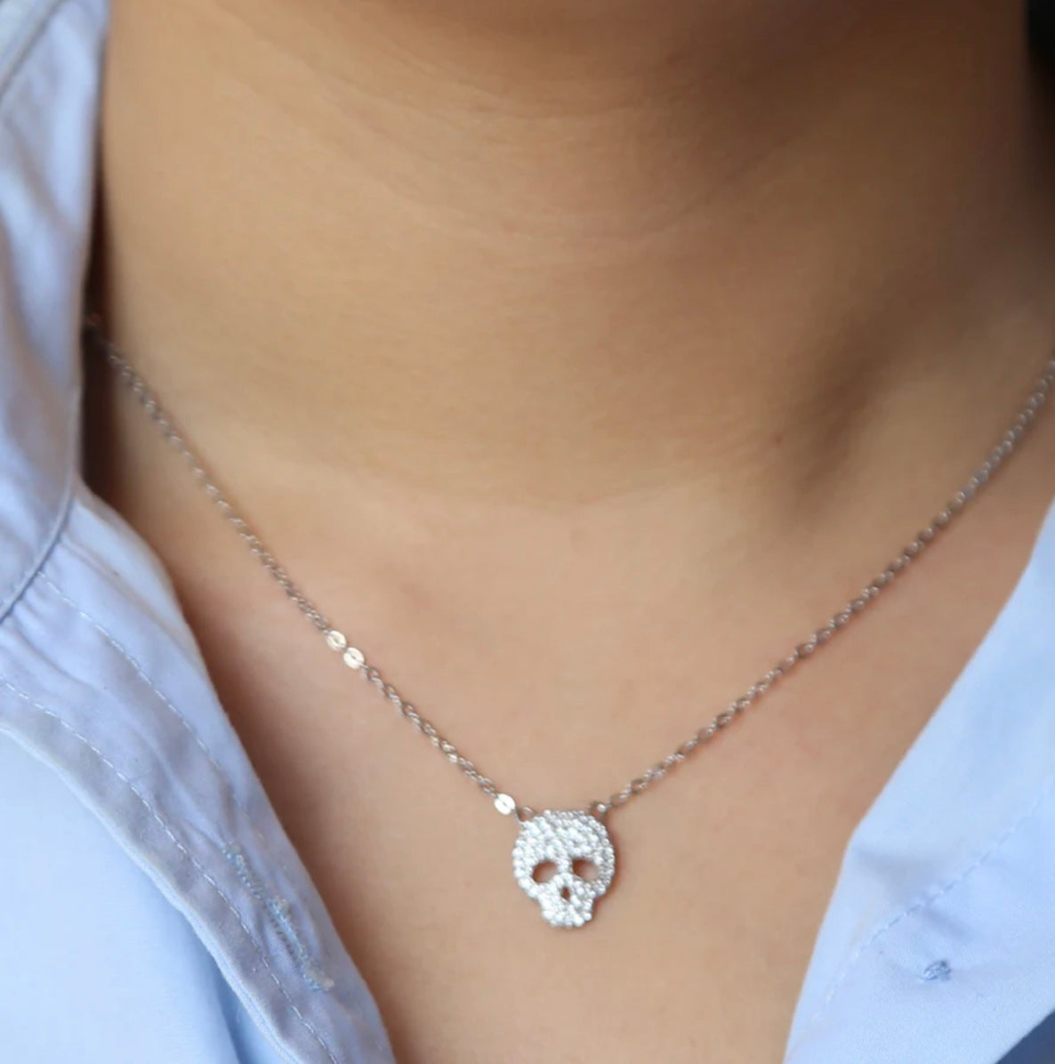 Pave Skull Necklace 310-17 | Erika Williner Designs