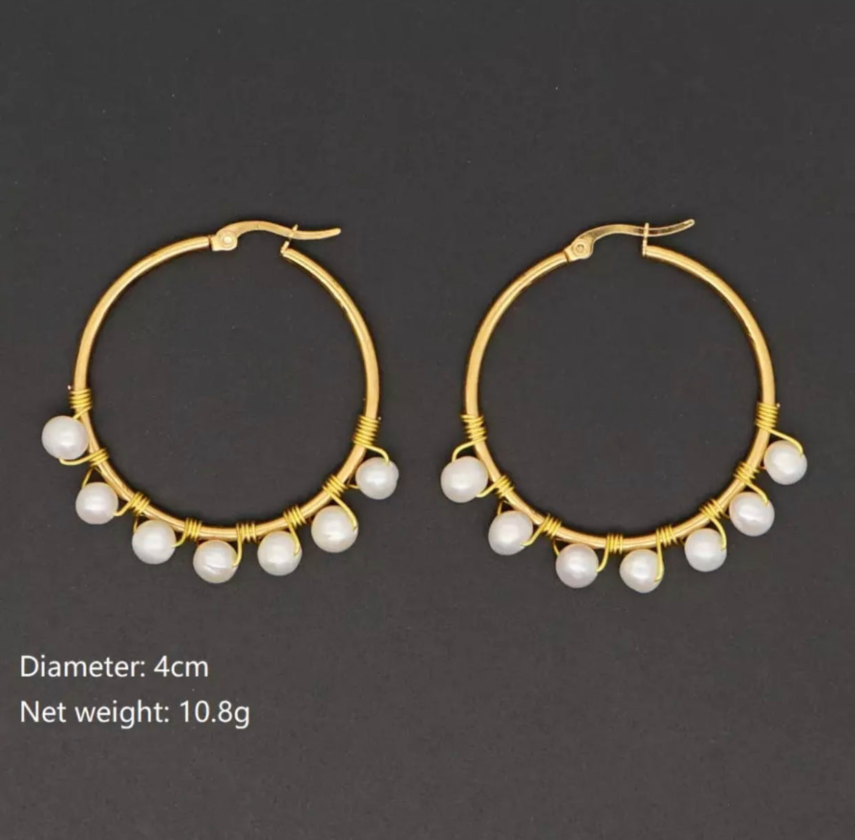 Gold Plated Earrings with Fresh Water Pearls