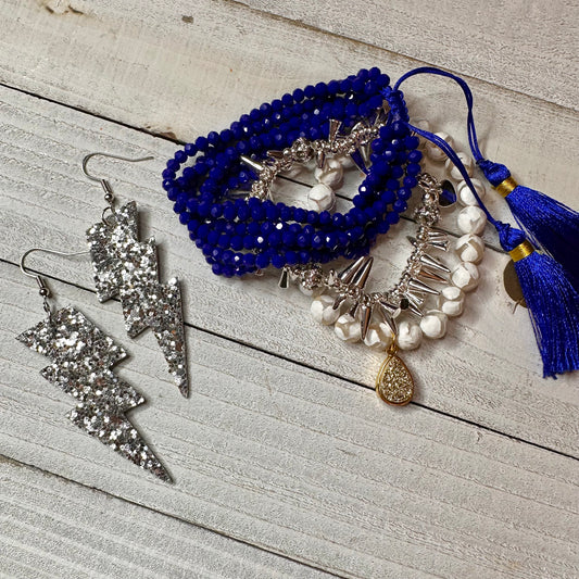 Sparkle Glitter Lightning Bolt Earrings 230-7 | Erika Williner Designs