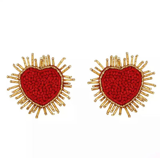 red heart earrings