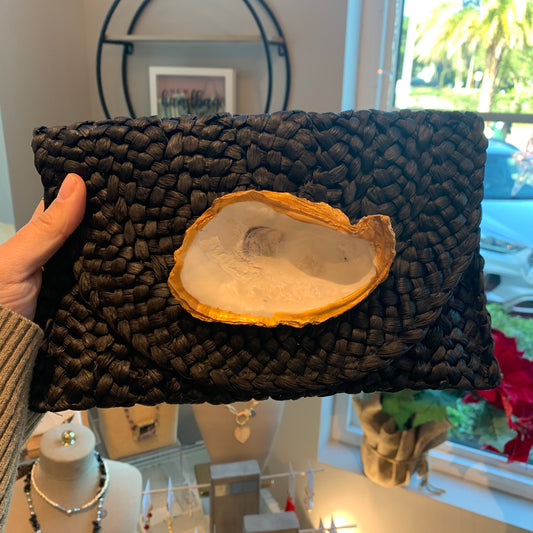 Handy and Light Black Straw Clutch