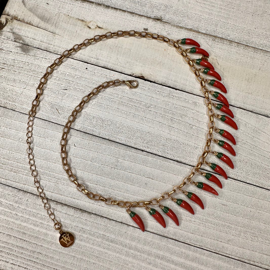 Gold Plated Chain with Jalapeño Peppers