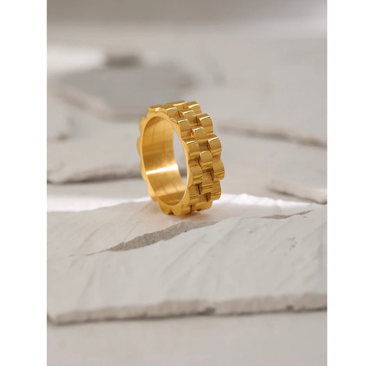 18k Gold Plated over Stainless Steel Stylish Ring