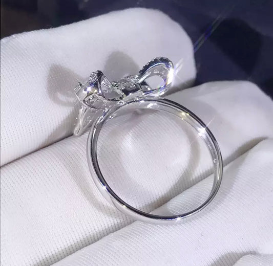 Stainless Steel Bow Ring with CZ Embellishment