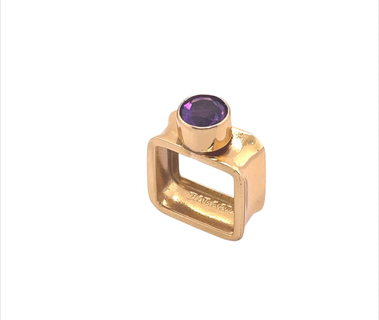 High Polish Square Ring with 8mm Amethyst