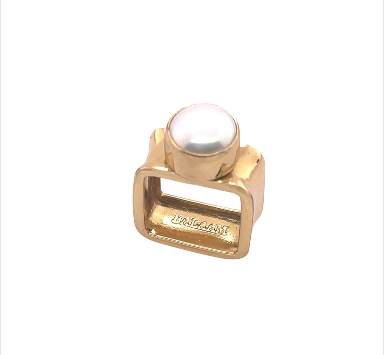 pearl ring shown facing upward with HALAAM Stamp