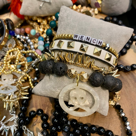 Stretchy Black Lava rock Beads Bracelet