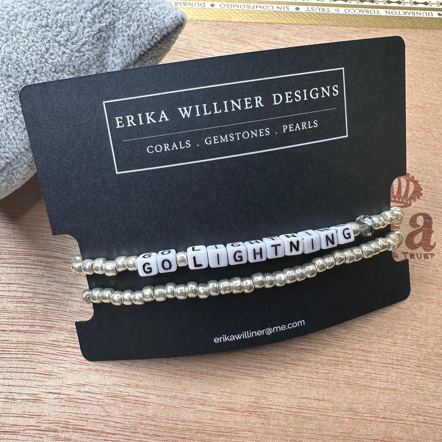 Go Lighting Set of 2 Bracelets made out of Glass Galvanized Beads