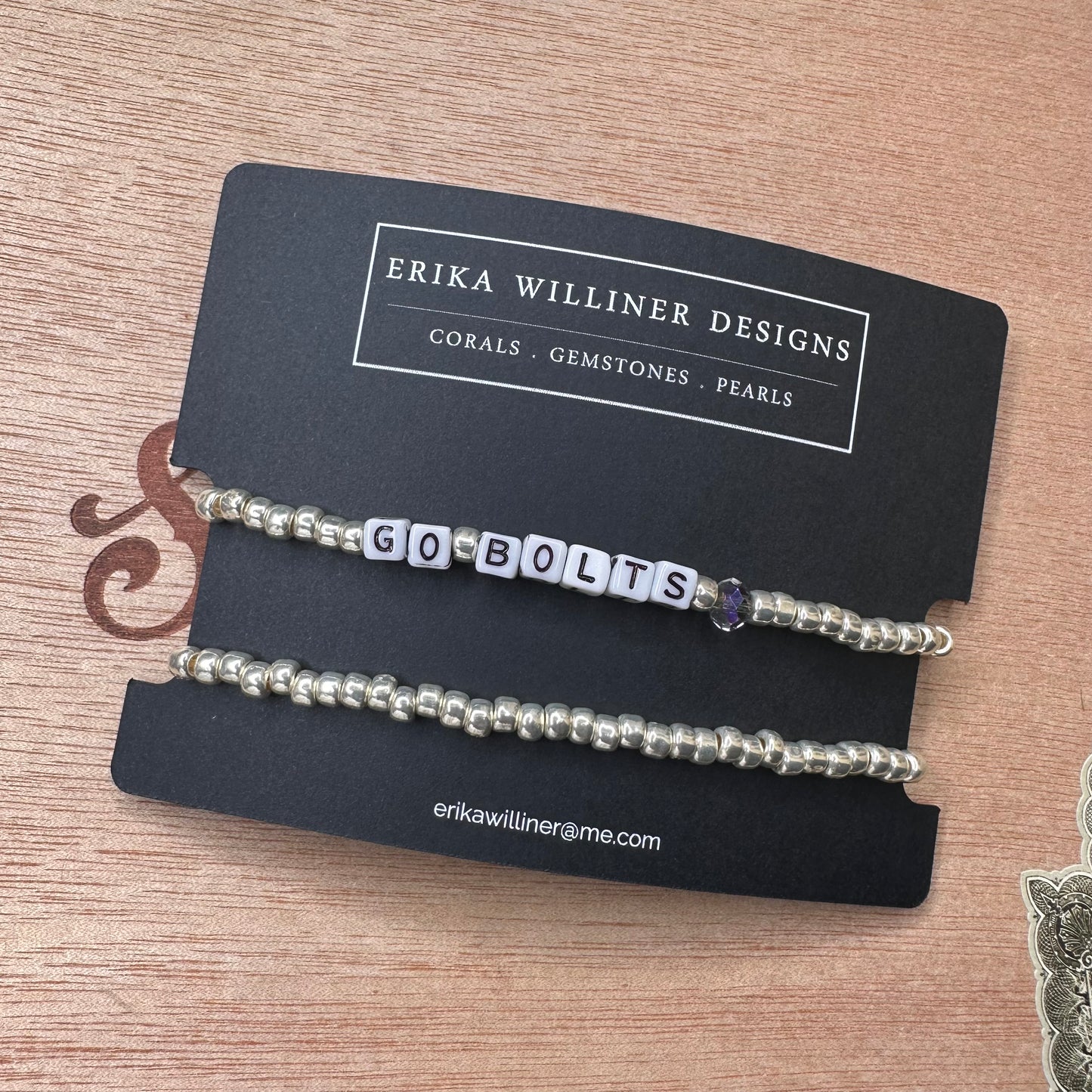 Set of 2 Bracelets made out of Glass Galvanized Beads