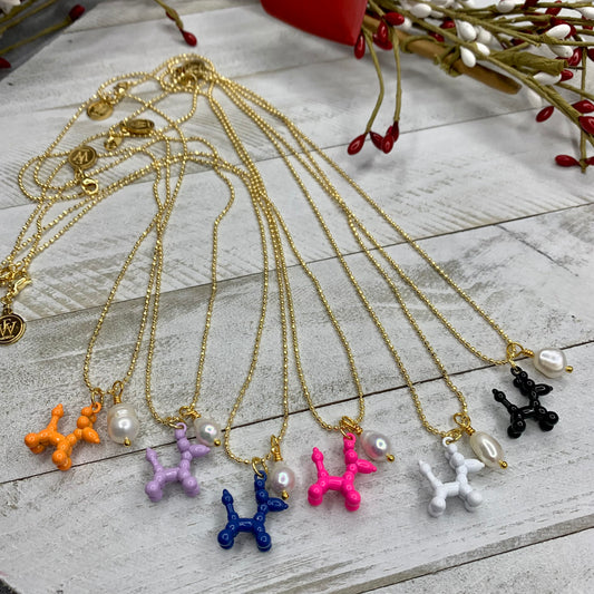 Enamel Dog Pendant and a Fresh Water Pearl Necklace