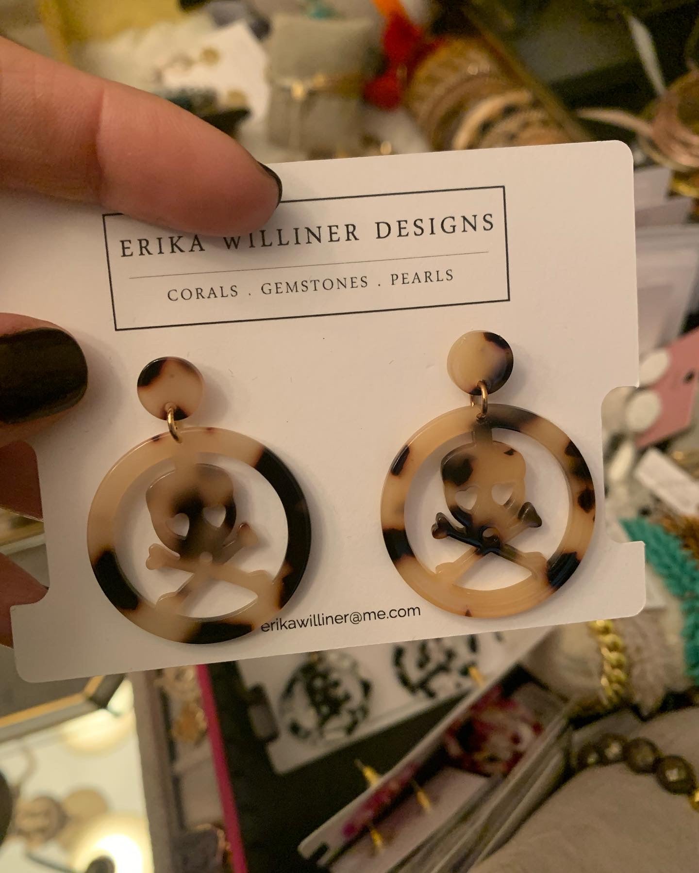 skull bones tan and brown earrings
