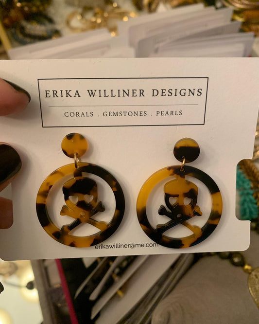 tortoise shell skull earrings