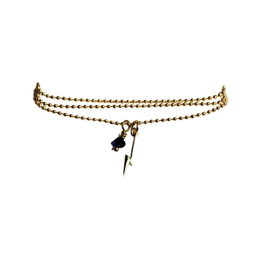 Gold Chain Necklace with Dainty Gold Bolt Pendant