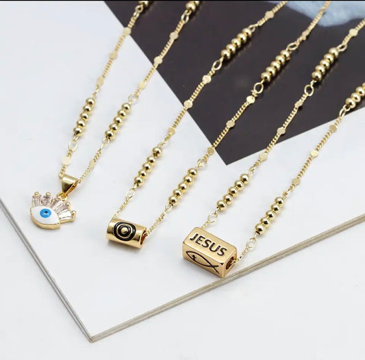 Gold Plated Necklace with Faith Messages in a Pendant 