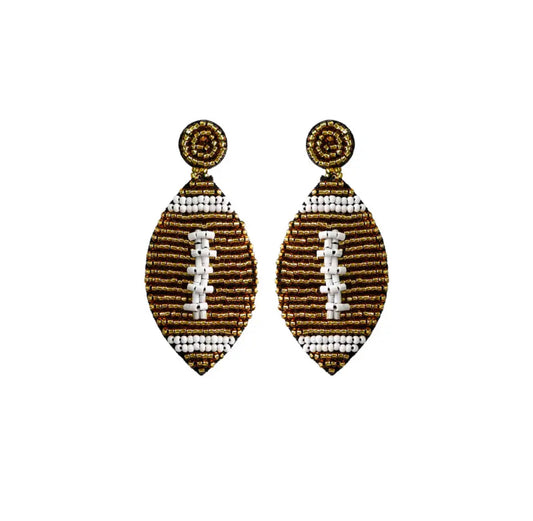 Gold and white Football beaded earring