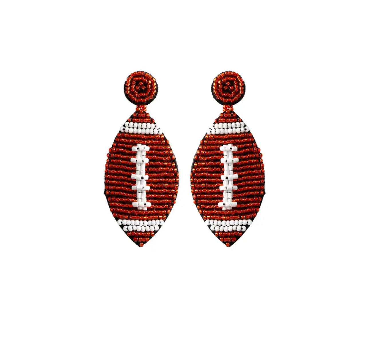 Red and white Football beaded earrings