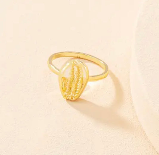 Gold Plated Simulated Cowry Shell Ring