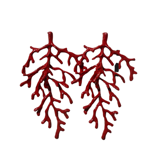 Red enamel single branch of coral earrings | Erika Williner Designs