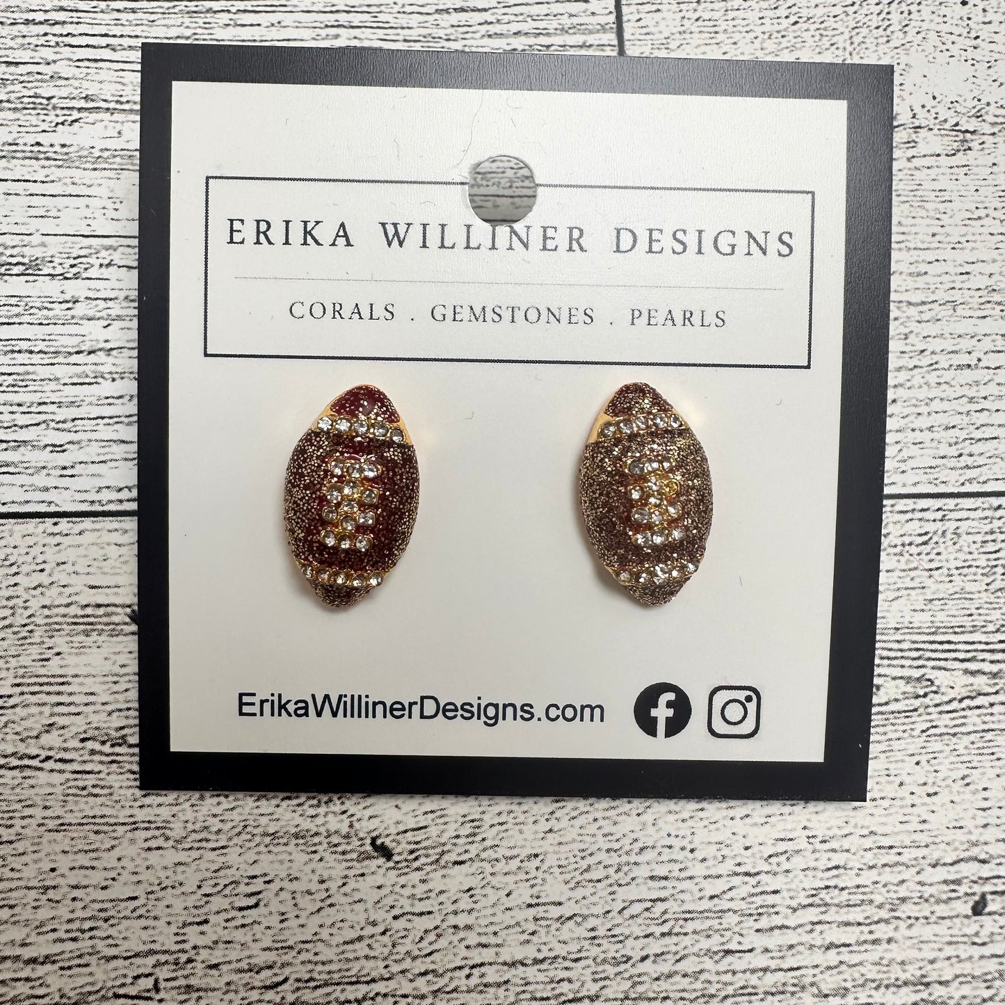 Sparkly Football Stud  Earrings | Erika Williner Designs