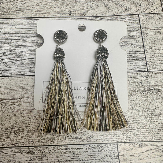 Pave embellished post earrings with silk tassel 230-14 | Erika Williner Designs