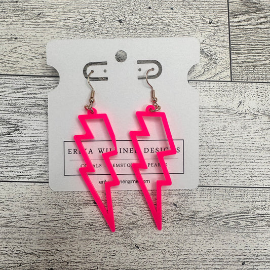 Hot Pink Lightning Cut Out Earrings | Erika Williner Designs