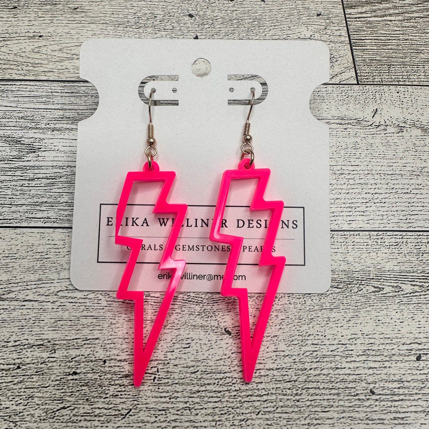 Hot Pink Lightning Cut Out Earrings | Erika Williner Designs