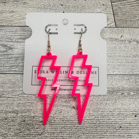 Hot Pink Lightning Cut Out Earrings | Erika Williner Designs