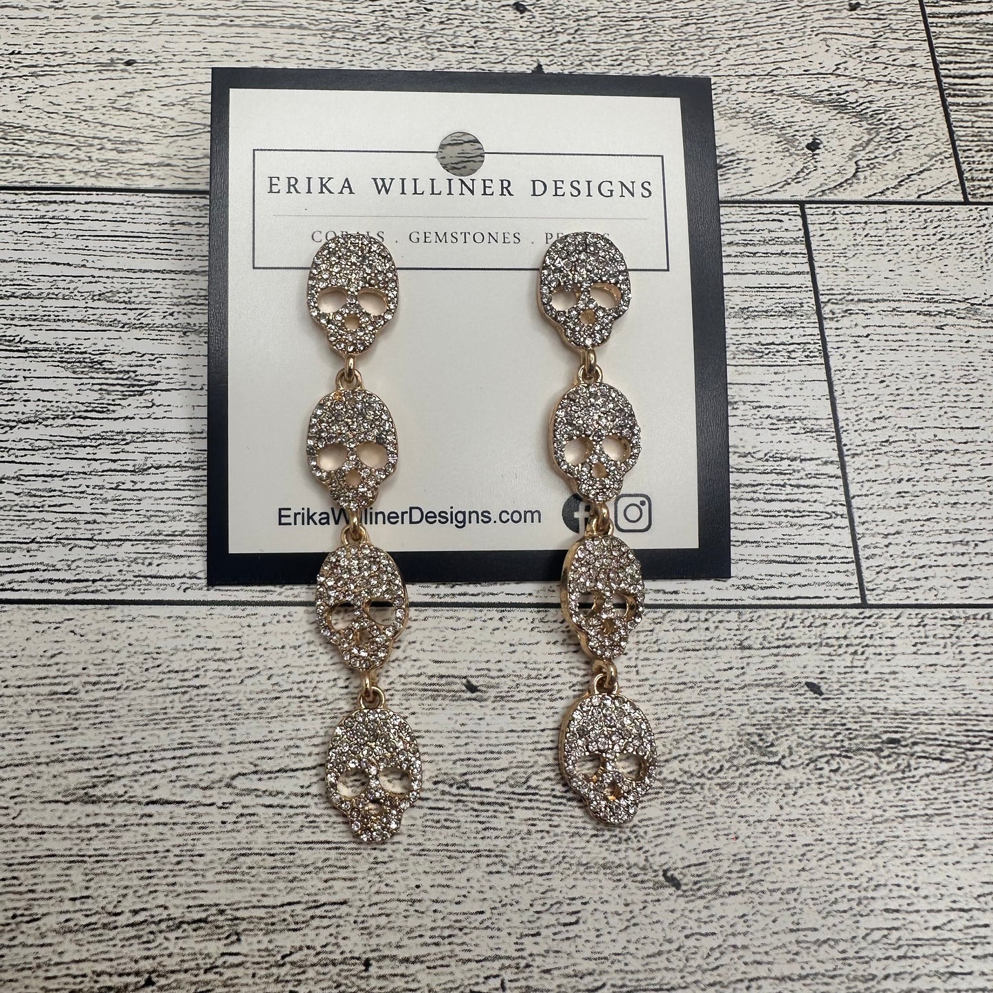 Sparkly Drop Skulls Earrings | Erika Williner Designs
