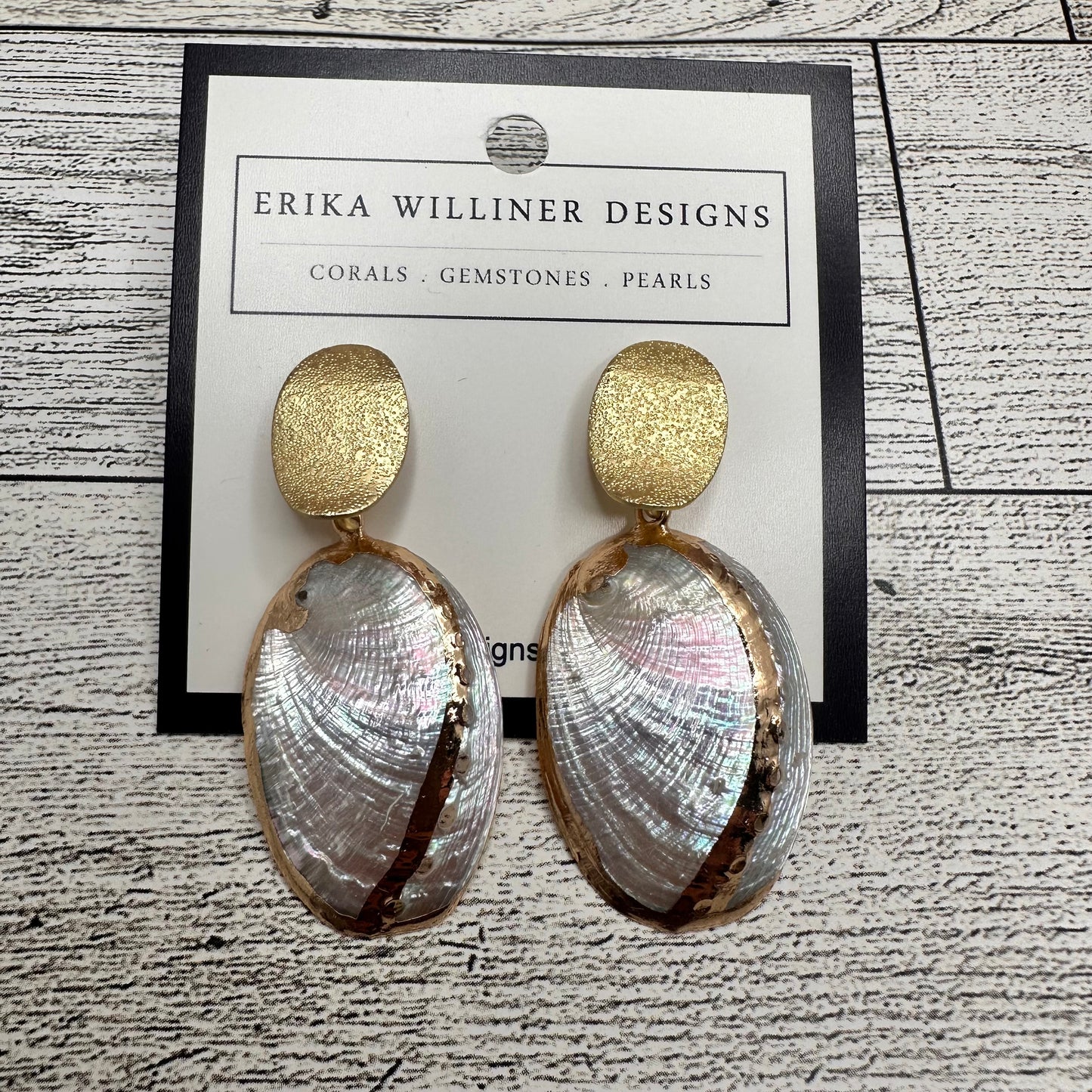 Abalone Shell Earrings With Gold Post | Erika Williner Designs