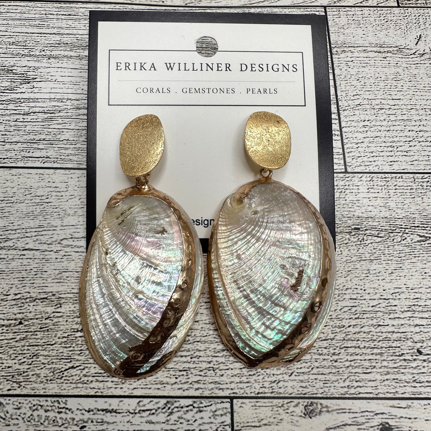 Abalone Shell Earrings With Gold Post | Erika Williner Designs