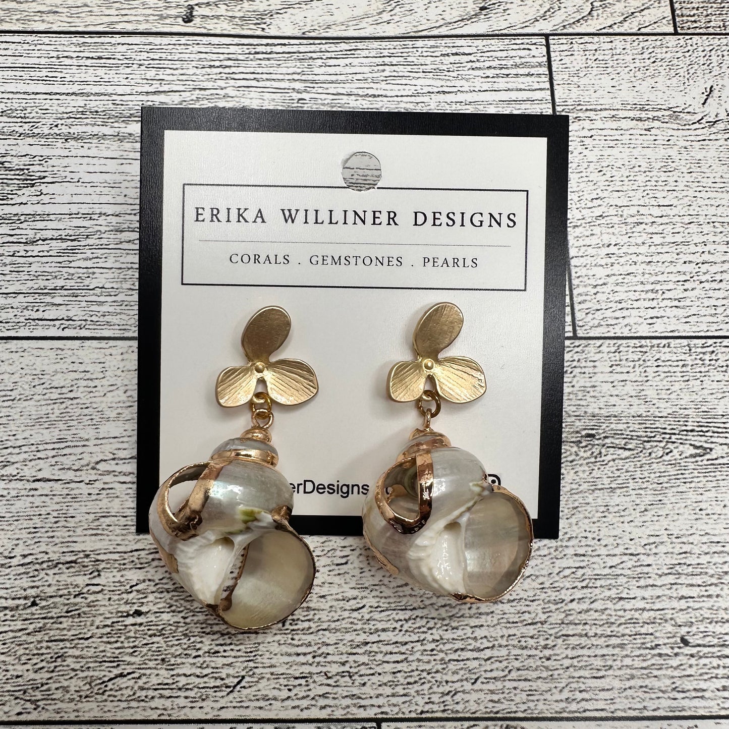 Hermit Crab Shell Earring with Flower Post | Erika Williner Designs